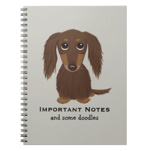 Caderno Espiral Dachshund de Chocolate Longo com Texto Personaliza