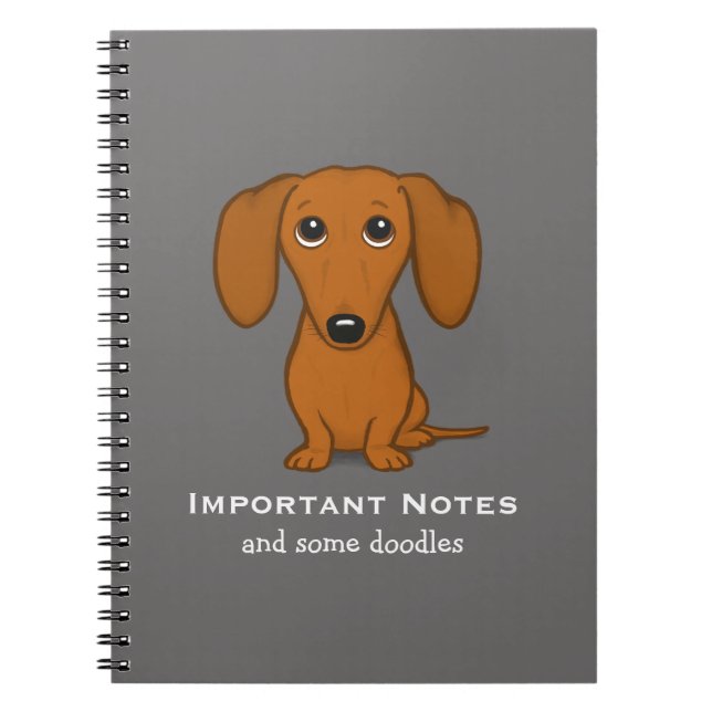 Caderno Espiral Dachshund De Curto Alvo | Cachorro de Cartoon Boni (Frente)