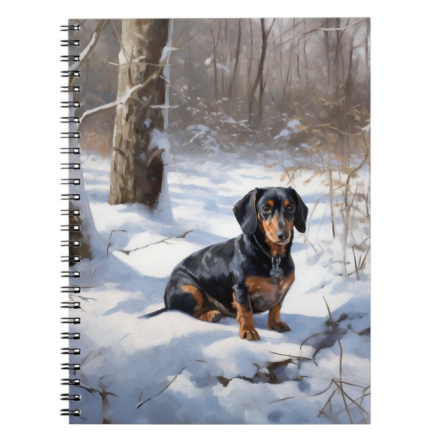 Caderno Espiral Dachshund Deixe Nevar Natal (Frente)
