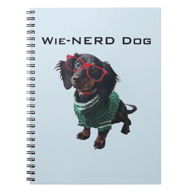 Caderno Espiral Dachshund do nerd do cão do Wiener (Frente)