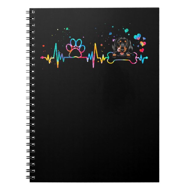 Caderno Espiral Dachshund Dog Heartbeat Engraçadinho (Frente)