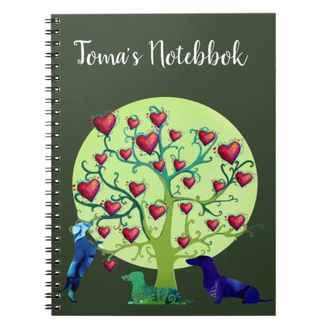 Caderno Espiral Dachshund Dogs Hears , Notebook Name (Frente)