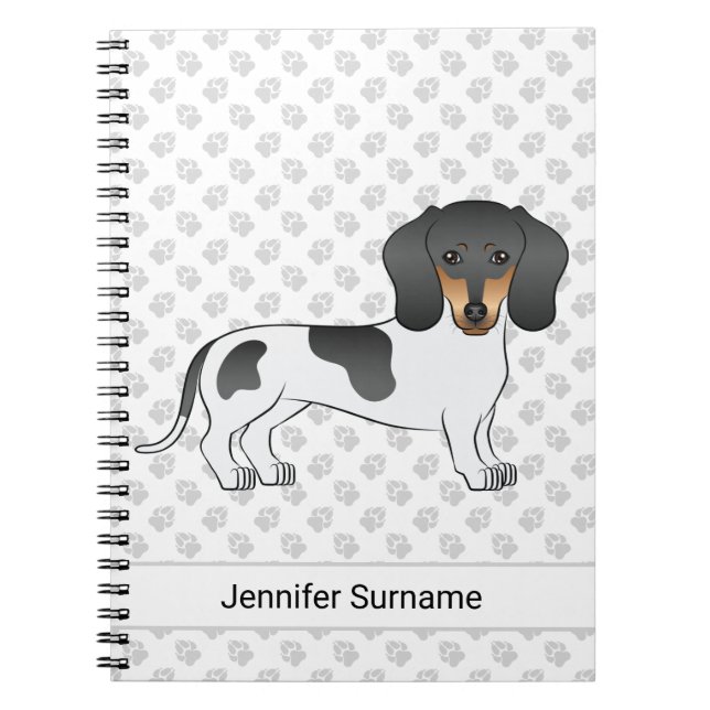 Caderno Espiral Dachshund E Texto De Cabelo Curto Preto E Preto (Frente)