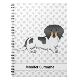 Caderno Espiral Dachshund E Texto De Cabelo Longo Preto E Tano