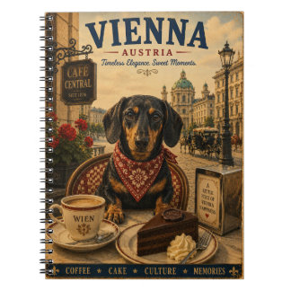 Caderno Espiral Dachshund em Viena Arte de Viagem Vintage