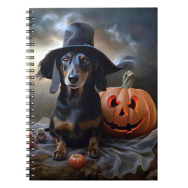 Caderno Espiral Dachshund Halloween Scary (Frente)