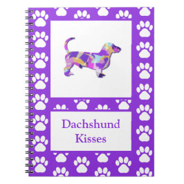 Caderno Espiral Dachshund Kisses Dog Silhouette PurplePY&B