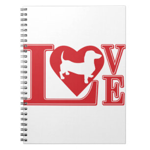 Caderno Espiral Dachshund Love Heart