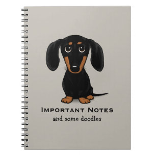 Caderno Espiral Dachshund Preto-Cinto e Tan Cujo Texto Personaliza