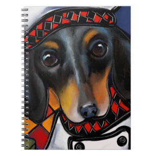 Caderno Espiral Dachshund Preto e Bege   