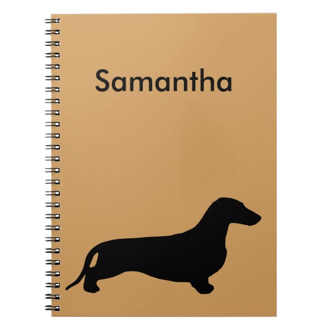 Caderno Espiral Dachshund silhout preto + suas ideias (Frente)
