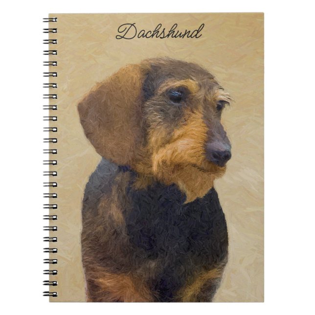 Caderno Espiral Dachshund (Wirehaired) Pintura Original para Cacho (Frente)