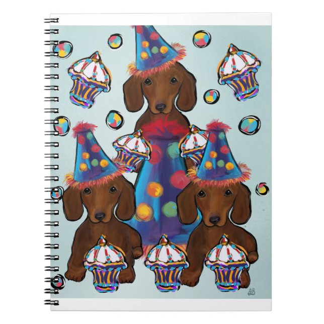 Caderno Espiral Dachshunds Vermelhos (Frente)