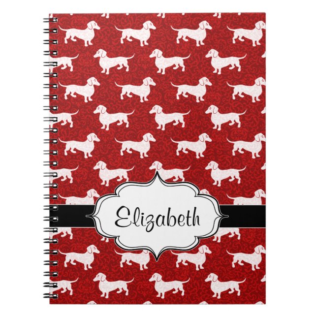 Caderno Espiral Dachshunds vermelhos do damasco (Frente)