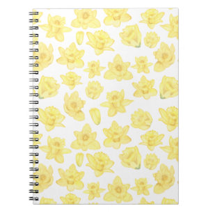 Caderno Espiral Daffodil Ditzy Padrão Floral de Aquarela