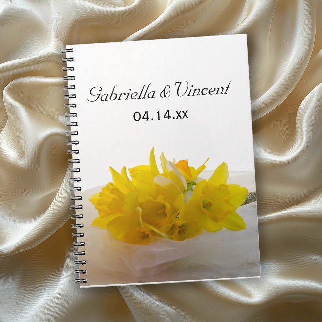 Caderno Espiral Daffodils Amarelos no Casamento da primavera Branc (Criador carregado)