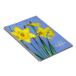 Caderno Espiral Daffodils belo nome de arte e notebook inicial