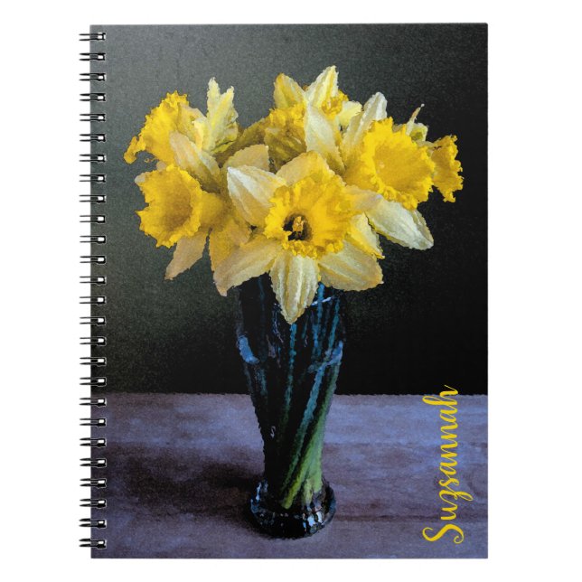 Caderno Espiral Daffodils Vibrantes Personalizados Na Vida Estátic (Frente)