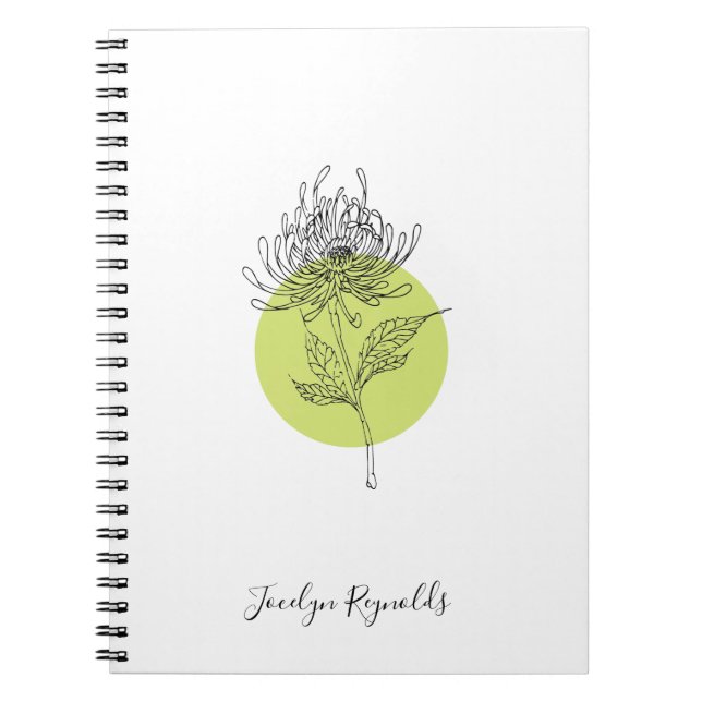 Caderno Espiral Dahlia Botânica Simples Elegante Escrito (Frente)