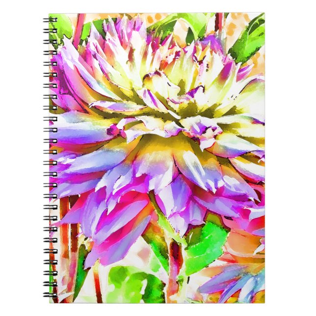 Caderno Espiral Dahlia Gift da Aquarela Digital (Frente)