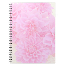 Caderno Espiral Dahlias Em Rosa Suave