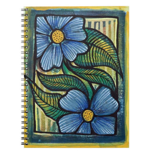 Caderno Espiral Daisies Azuis (Frente)