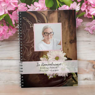 Caderno Espiral Daisies cor-de-rosa e inicializa livro de convidad