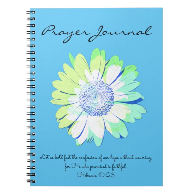 Caderno Espiral Daisy Art Teal Green Bíblia Verse Diário de Oração (Frente)