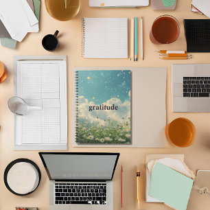 Caderno Espiral Daisy Flower Cloudy Diário de Gratidão Estética