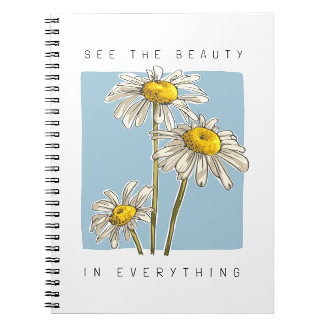 Caderno Espiral Daisy Flowers Beauty Slogan (Frente)
