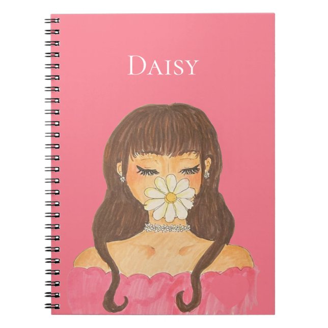 Caderno Espiral Daisy Girl Pink Dress (Frente)