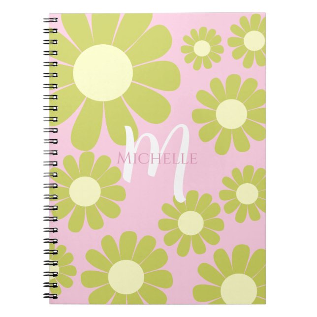 Caderno Espiral Daisy Green Pink Monograma (Frente)