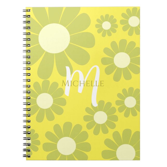 Caderno Espiral Daisy Green Yellow Monograma (Frente)