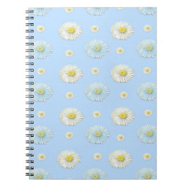 Caderno Espiral Daisy Pattern sobre fundo azul claro