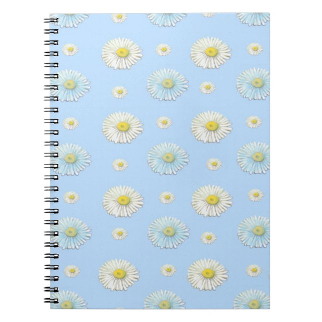 Caderno Espiral Daisy Pattern sobre fundo azul claro (Frente)