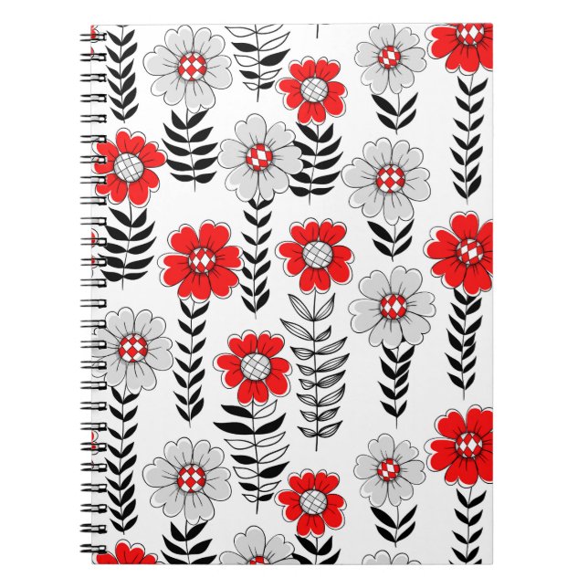 Caderno Espiral Daisy rabiscos em vermelho e preto (Frente)