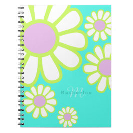 Caderno Espiral Daisy Simple Monograma Aqua