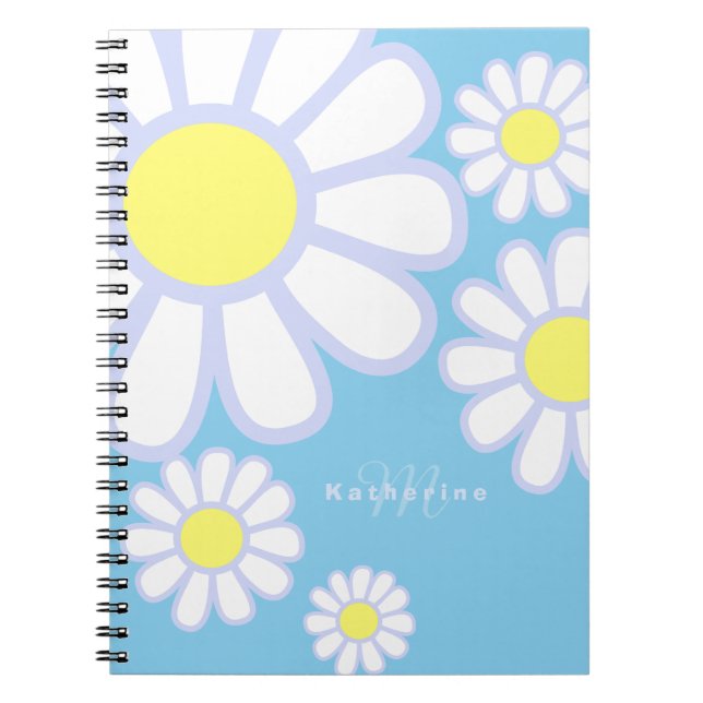 Caderno Espiral Daisy Simple Monograma Baby Blue (Frente)