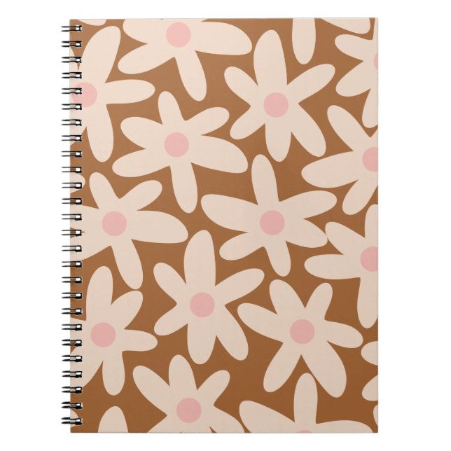 Caderno Espiral Daisy Time Cute Floral Patterno Brown and Blush (Frente)