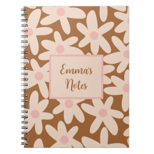 Caderno Espiral Daisy Time Cute Floral Patterno Brown and Blush
