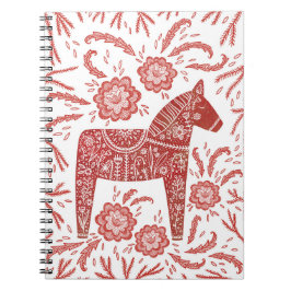 Caderno Espiral Dala Horse Red and White FolArt