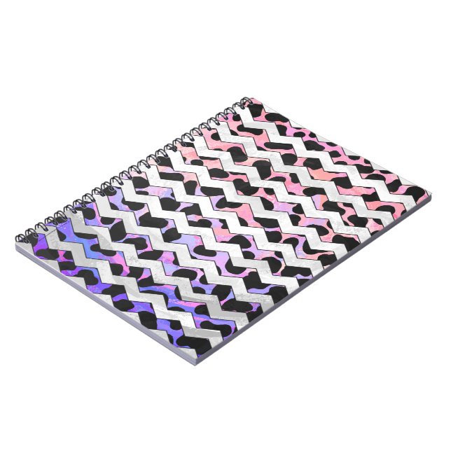 Caderno Espiral Dalmama Chevron, Rosa e Negro (Left Side)