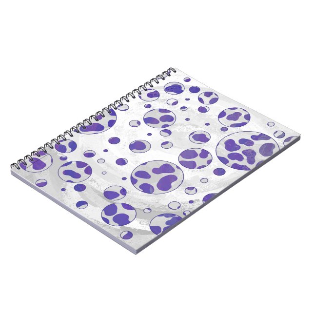 Caderno Espiral Dalmata Roxo e Branco de Bolinhas (Left Side)