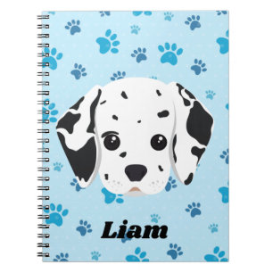 Caderno Espiral Dalmatian Impressão de Pata Azul Personalizada