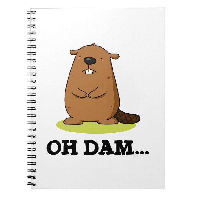 Caderno Espiral Dam Funny Beaver Pun (Frente)