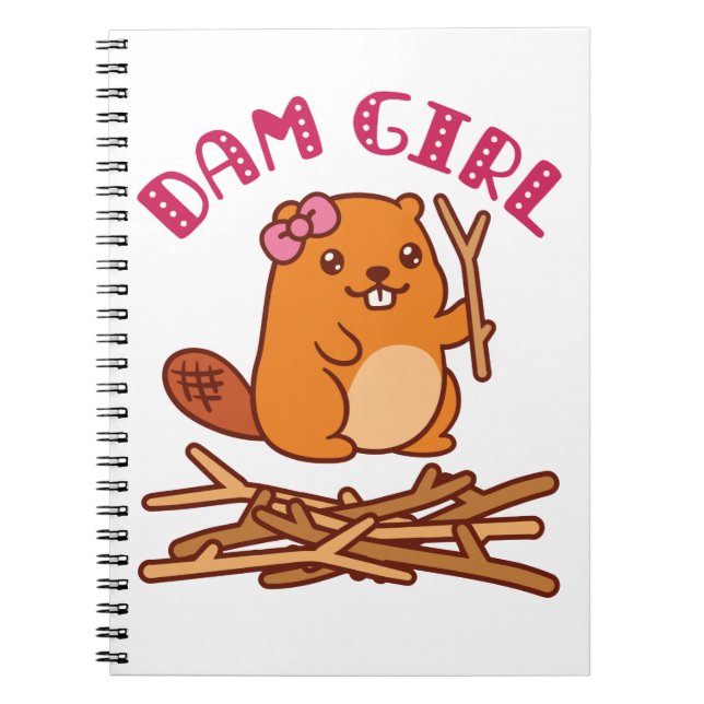 Caderno Espiral Dam Girl Cute Beaver (Frente)