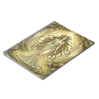 Caderno Espiral Dama fantasia em uma floresta encantada 