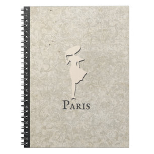 Caderno Espiral Dama Francesa Vintage com Chapéu Paris Floral