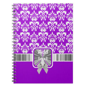 Caderno Espiral damasco branco em qualquer cor
