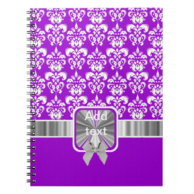 Caderno Espiral damasco branco em qualquer cor (Frente)